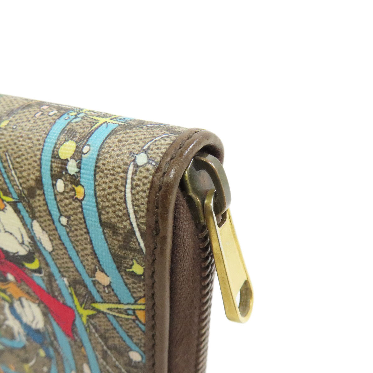 GUCCI Long Wallet Purse 647940 PVC Brown Zip Around Disney Donald Duck collaboration GG Supreme