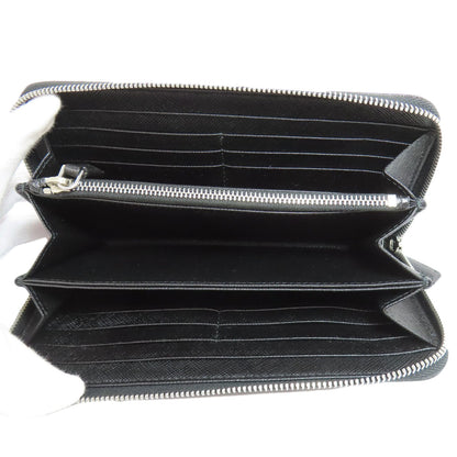 PRADA Long Wallet Purse Safiano black Zip Around