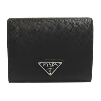 PRADA Long Wallet Purse Calfskin black logoMetal