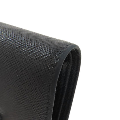 PRADA Long Wallet Purse Calfskin black logoMetal