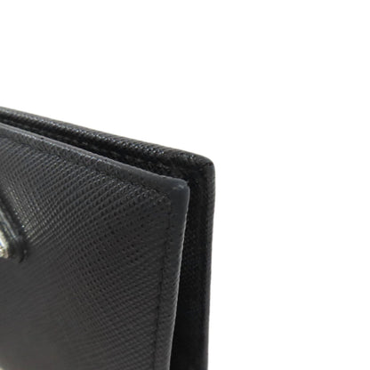 PRADA Long Wallet Purse Calfskin black logoMetal