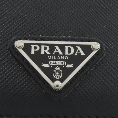 PRADA Long Wallet Purse Calfskin black logoMetal