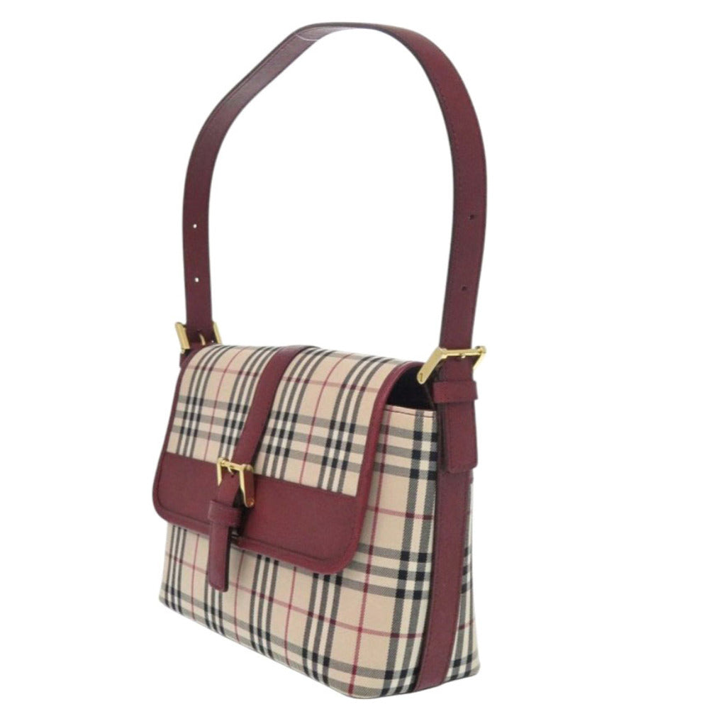 BURBERRY Handbag Canvas, Leather beige Nova Check