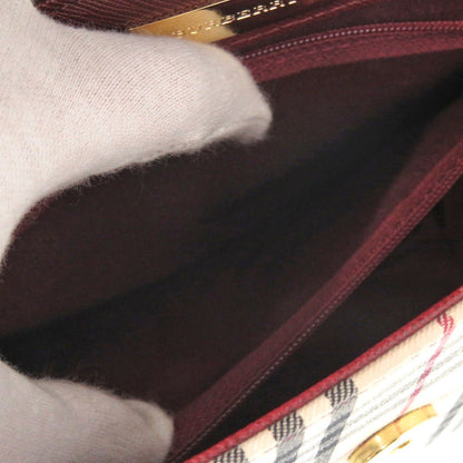 BURBERRY Handbag Canvas, Leather beige Nova Check