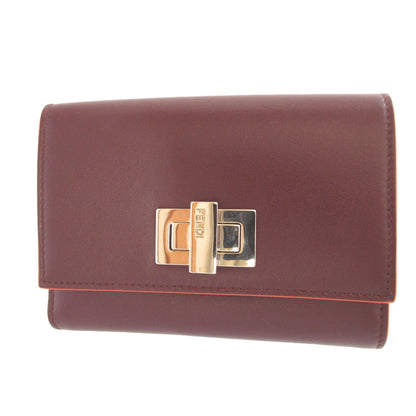 FENDI Bifold Wallet 8M0359 leather Bordeaux Peekaboo