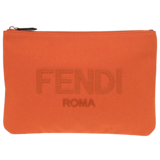 FENDI Clutch bag 7N0111 canvas Orange logo