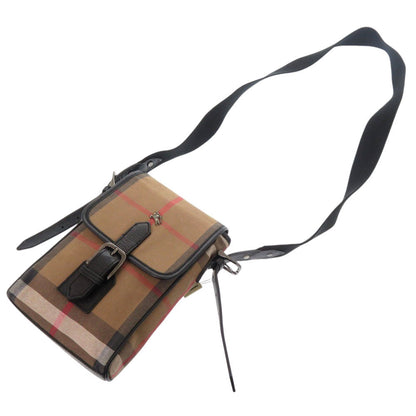 BURBERRY Shoulder Bag Canvas, Leather Brown Mega check