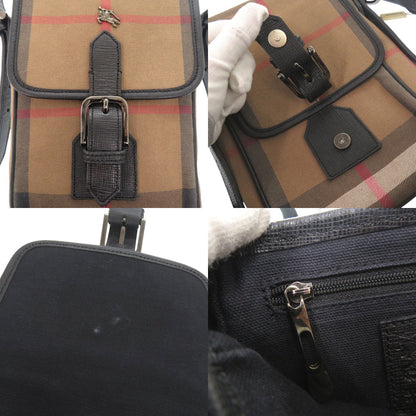BURBERRY Shoulder Bag Canvas, Leather Brown Mega check
