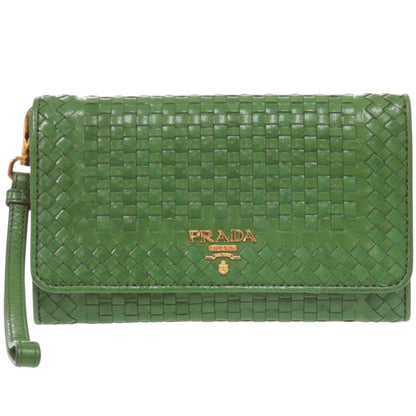 PRADA Bifold Wallet 1M1438 Goat leather green