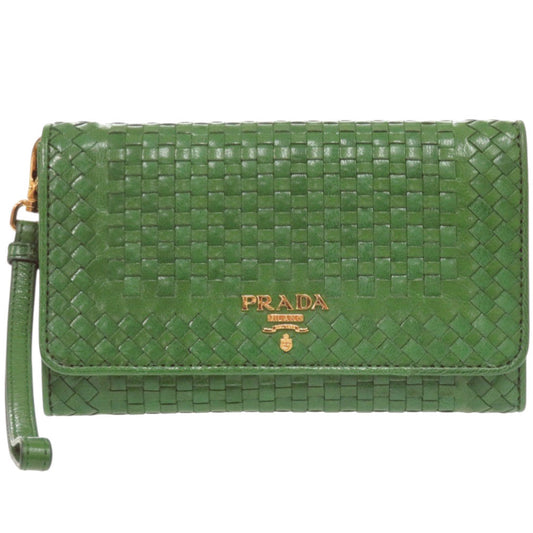 PRADA Bifold Wallet 1M1438 Goat leather green