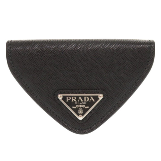 PRADA Coin case 2MM004 leather black Saffiano Triangle