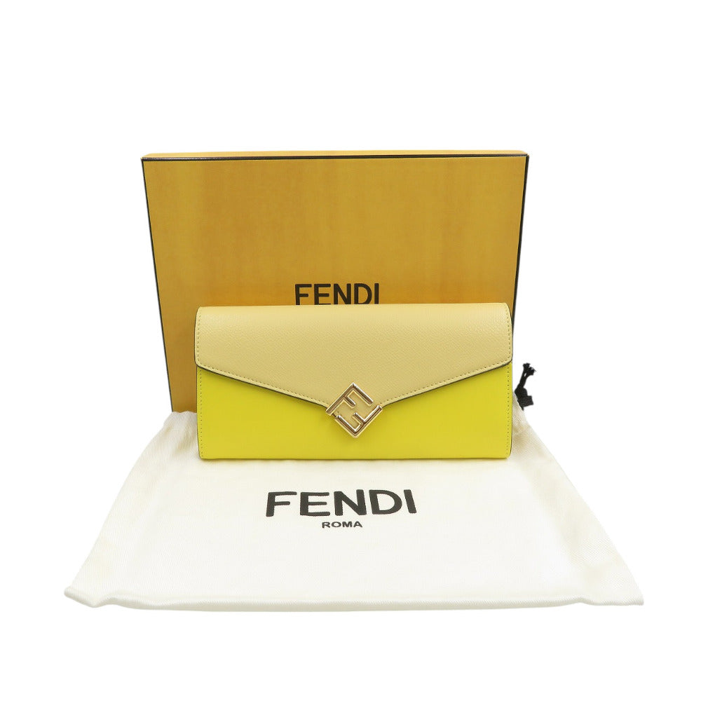 FENDI Long Wallet Purse 8M0251 leather yellow FF Diamond