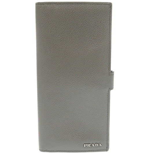 PRADA Long Wallet Purse leather gray