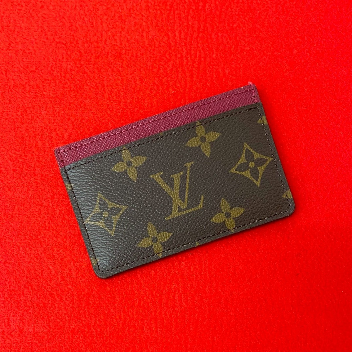 LOUIS VUITTON Card Case leather Brown Monogram Porte Cartes・Simple