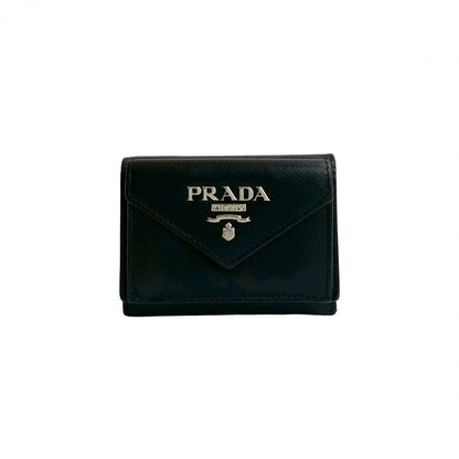 PRADA Tri-fold wallet leather black