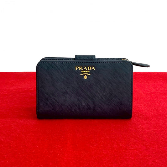 PRADA Bifold Wallet leather Navy