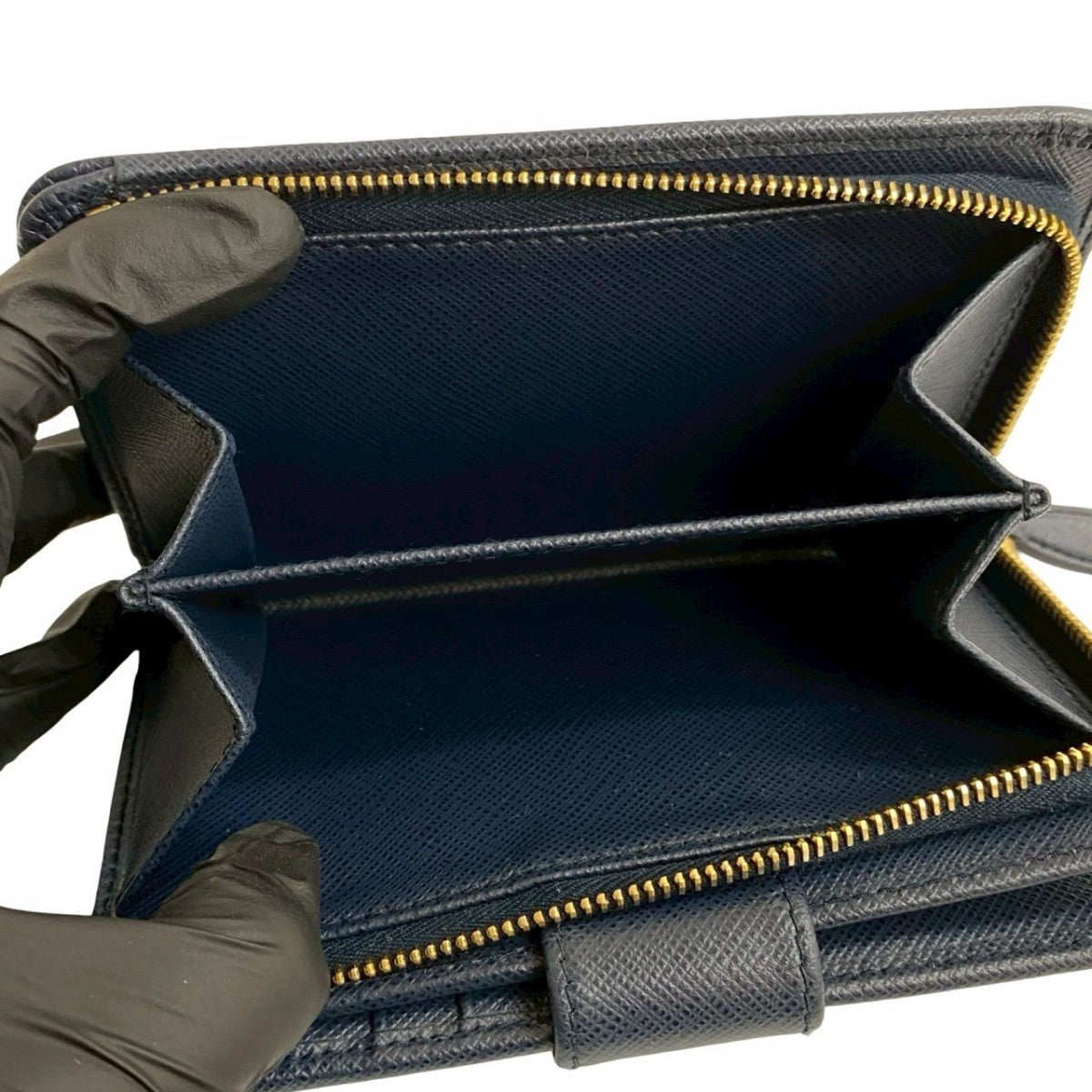 PRADA Bifold Wallet leather Navy