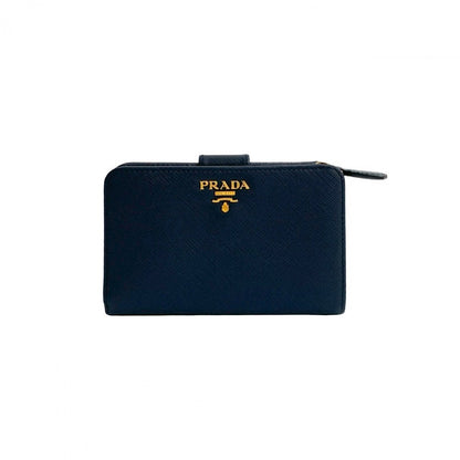 PRADA Bifold Wallet leather Navy