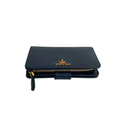 PRADA Bifold Wallet leather Navy