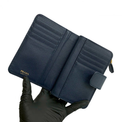 PRADA Bifold Wallet leather Navy