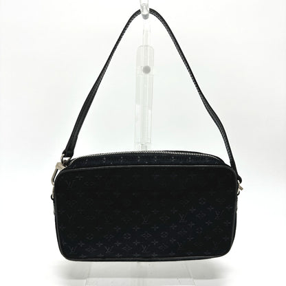 LOUIS VUITTON Shoulder Bag M92275 Satin black Monogram Satin Pochette Conte Do Fe Women Used Authentic