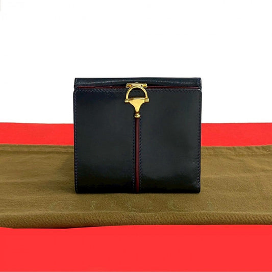 GUCCI Bifold Wallet leather Navy