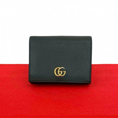 GUCCI Bifold Wallet leather black GG Marmont