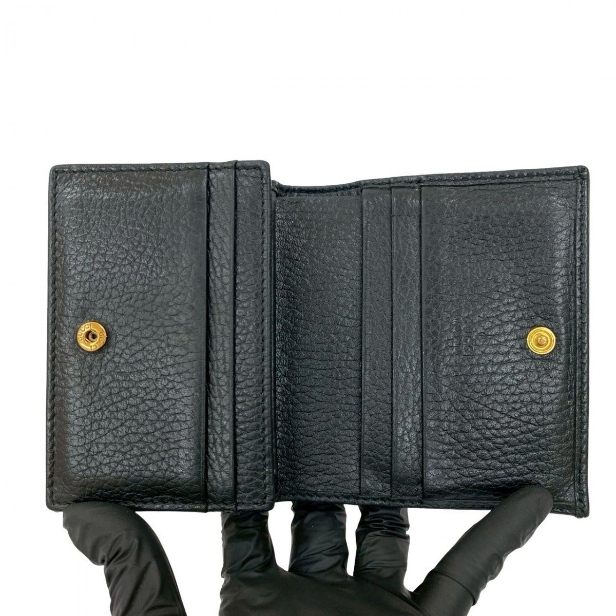 GUCCI Bifold Wallet leather black GG Marmont