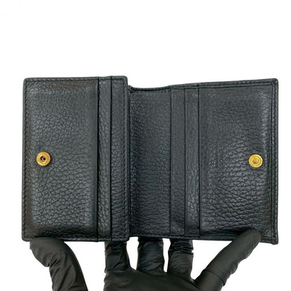 GUCCI Bifold Wallet leather black GG Marmont