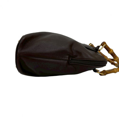 GUCCI Shoulder Bag leather Brown Bamboo