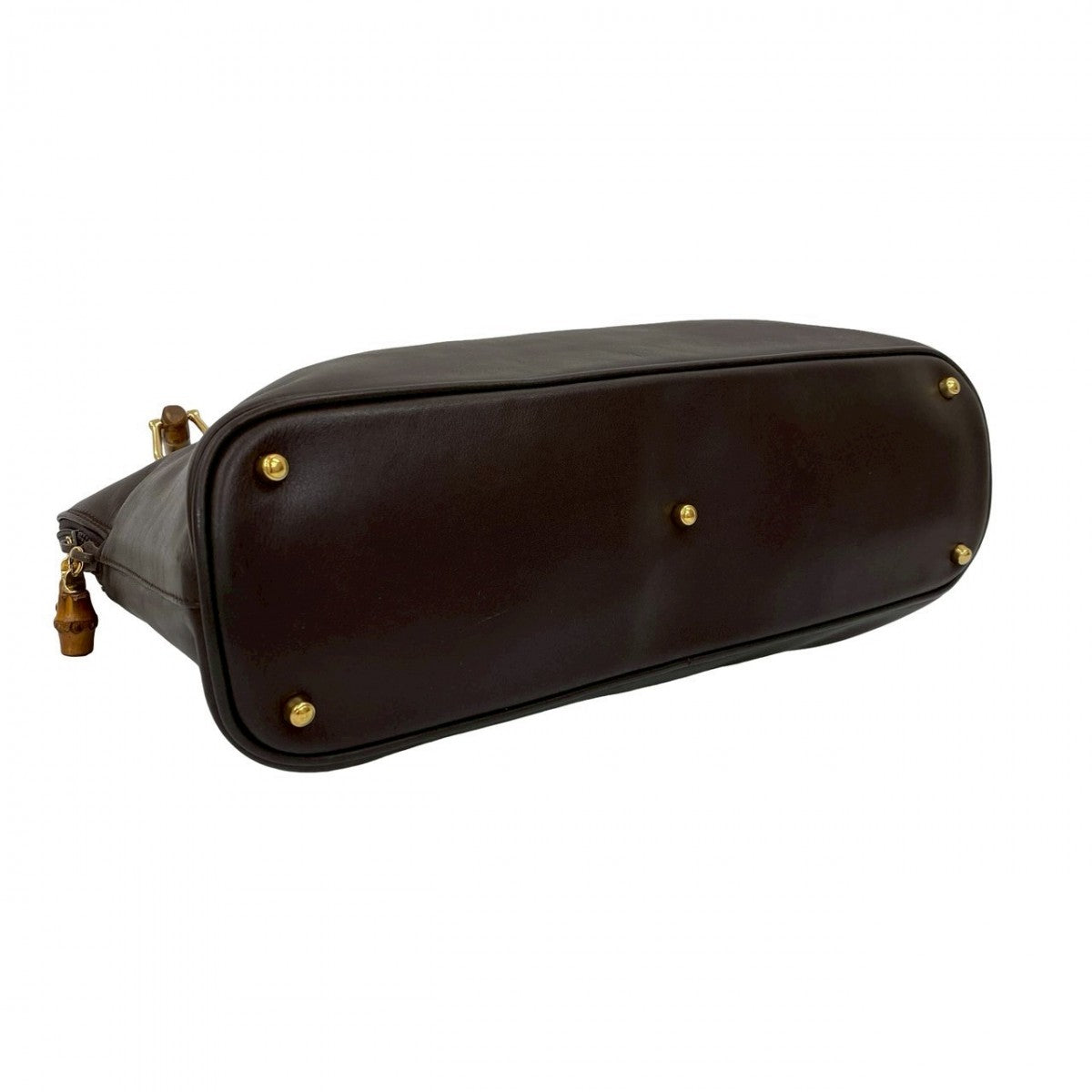 GUCCI Shoulder Bag leather Brown Bamboo
