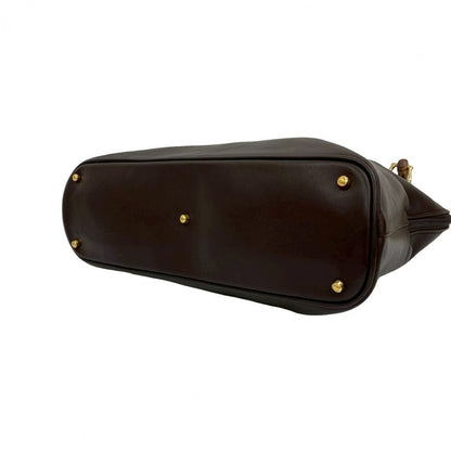 GUCCI Shoulder Bag leather Brown Bamboo