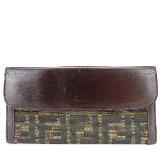FENDI Long Wallet Purse canvas Brown Zucca