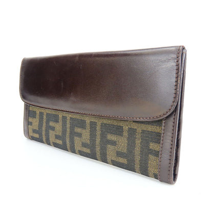 FENDI Long Wallet Purse canvas Brown Zucca
