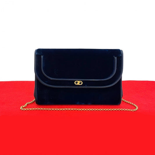 GUCCI Shoulder Bag Velor Navy