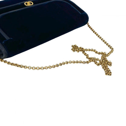 GUCCI Shoulder Bag Velor Navy
