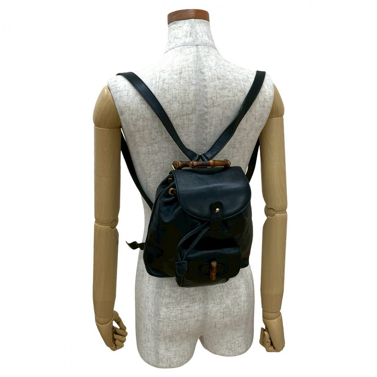 GUCCI Backpack leather black Bamboo