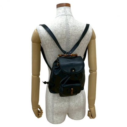 GUCCI Backpack leather black Bamboo