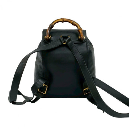 GUCCI Backpack leather black Bamboo