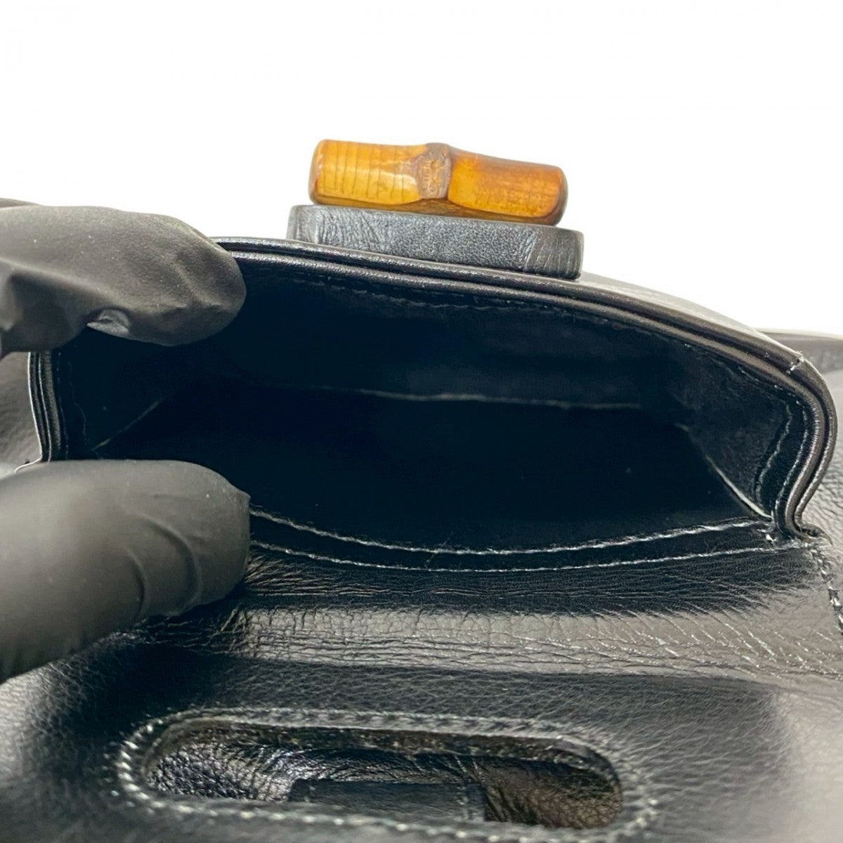 GUCCI Backpack leather black Bamboo