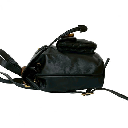 GUCCI Backpack leather black Bamboo