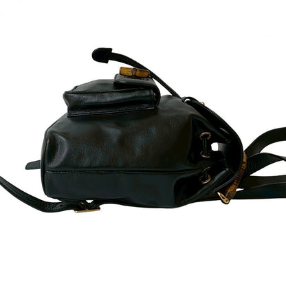 GUCCI Backpack leather black Bamboo
