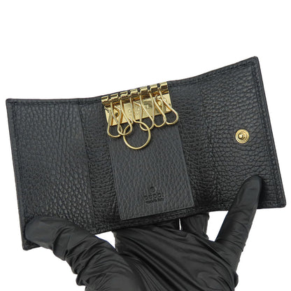 GUCCI Key case Key holder  456118 leather black GG Marmont