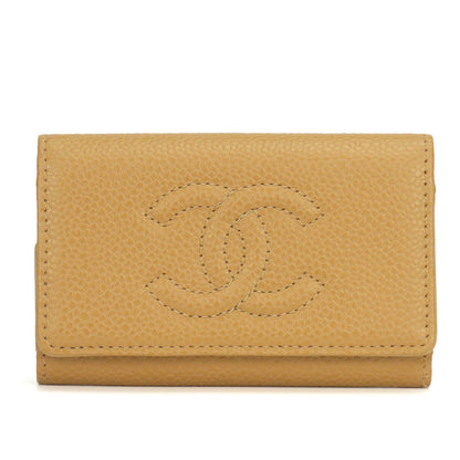 CHANEL Key case Key holder  Caviar skin beige