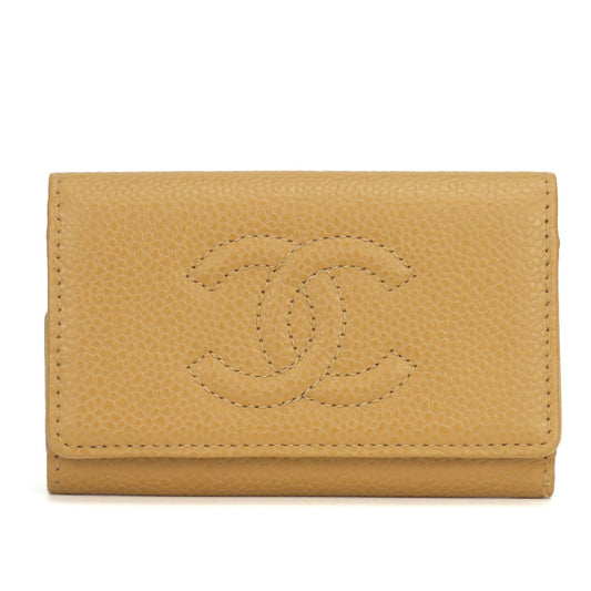 CHANEL Key case Key holder  Caviar skin beige