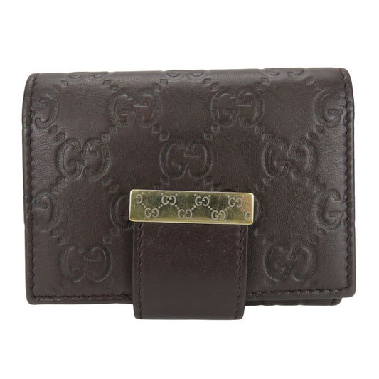 GUCCI Card Case 212097 Sima leather Dark brown