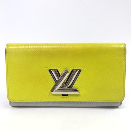 LOUIS VUITTON Long Wallet Purse leather Yellow type Epi Portefeuille twist Women Used Authentic