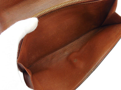 LOUIS VUITTON Long Wallet Purse Dark brown x beige Pochette Porte Monnaie Credit