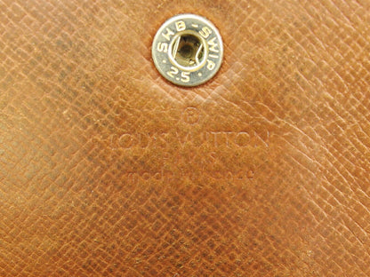 LOUIS VUITTON Long Wallet Purse Dark brown x beige Pochette Porte Monnaie Credit