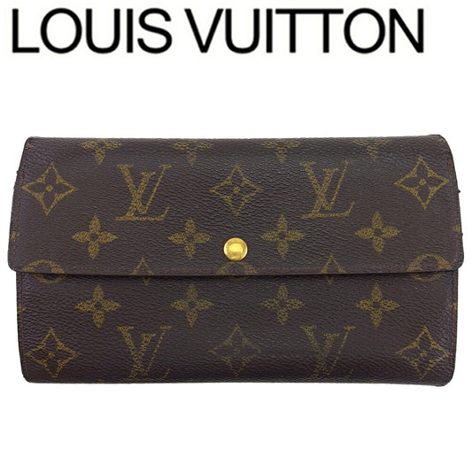 LOUIS VUITTON Long Wallet Purse Dark brown x beige Pochette Porte Monnaie Credit